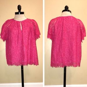 NWT J.Crew fuchsia lace top